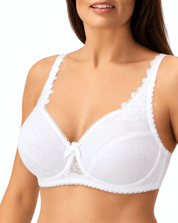 Reggiseno Donna Playtex 5877 coppa C morbida in cotone con pizzo macramè