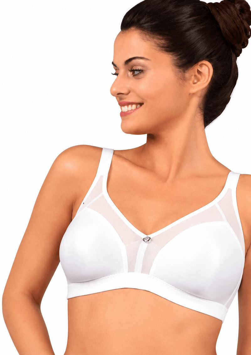 Reggiseno Donna Selene Estela Bianco Senza Ferretto Coppa D in Microfibra e Tulle