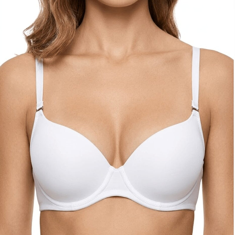 Reggiseno Lormar Bianco Balconcino Push-up Microfibra con Ferretto Coppa C Plunge 