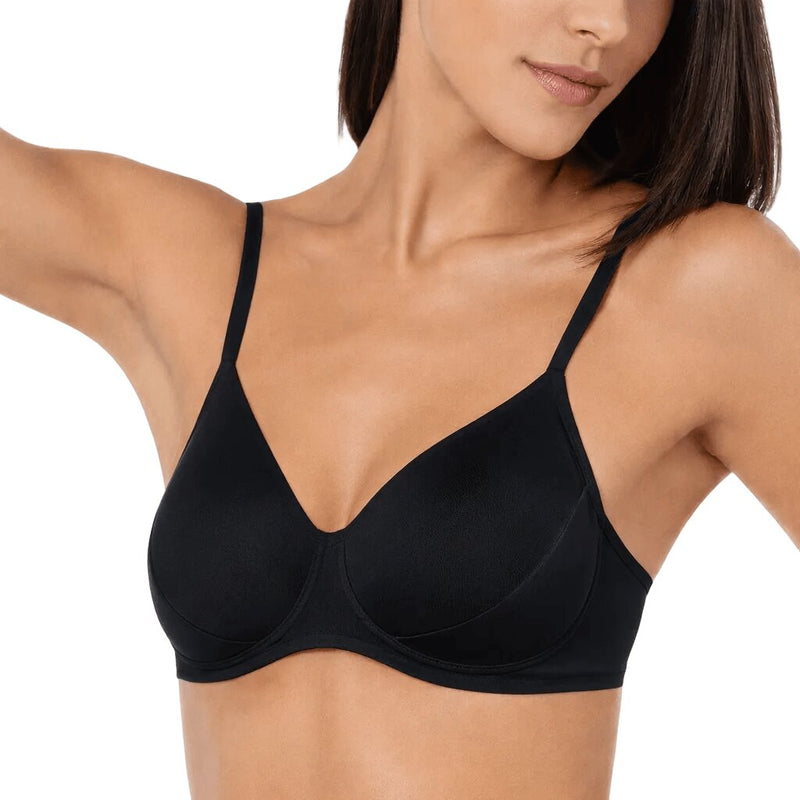 Reggiseno Nero Senza Ferretto Preformato in Microfibra Cotonella CD016 Federica