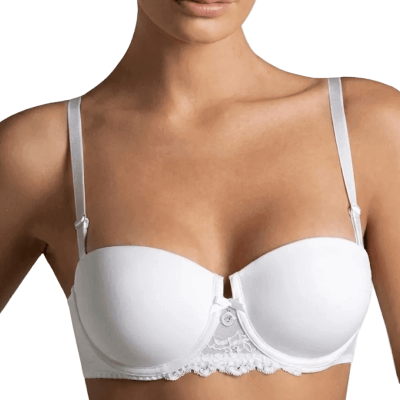Reggiseno donna bianco fascia balconcino imbottito con spalline removibili 