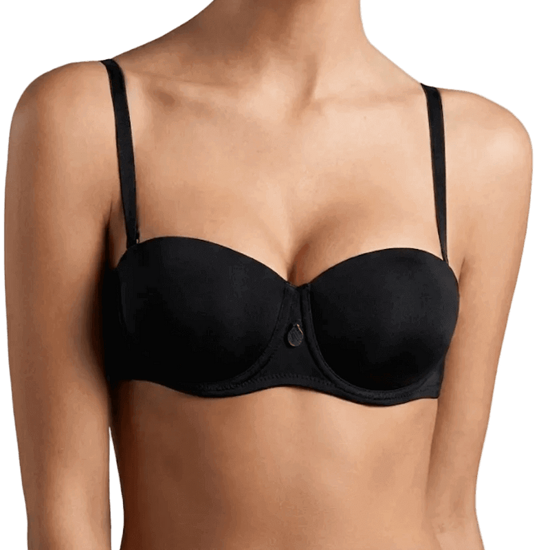 Reggiseno donna nero fascia balconcino imbottito in microfibra con bretelle removibili