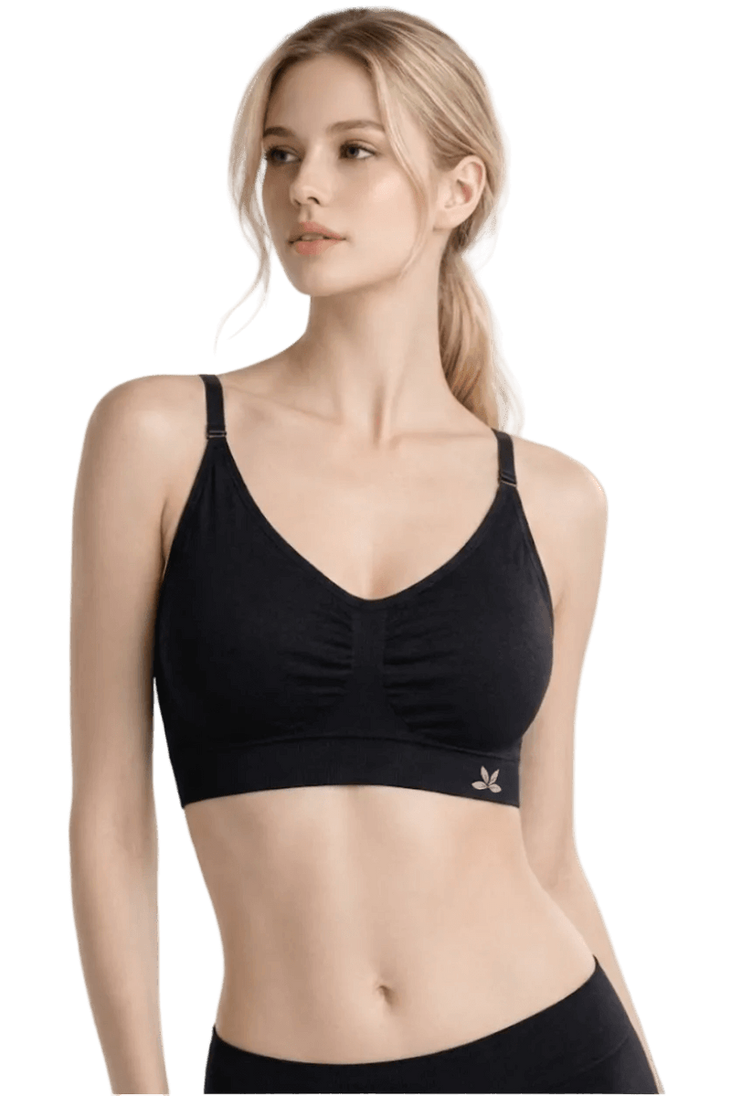 Reggiseno intimo nero brassiere senza ferretto microfibra Ouno 744