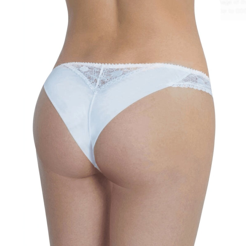 Retro Slip Donna Bianco Brasiliana in Pizzo e Tulle Lepel 503
