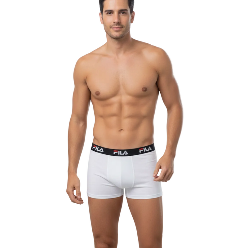 Boxer Uomo Fila Bianco in Cotone Elasticizzato con Elastico Logato Modello 5232