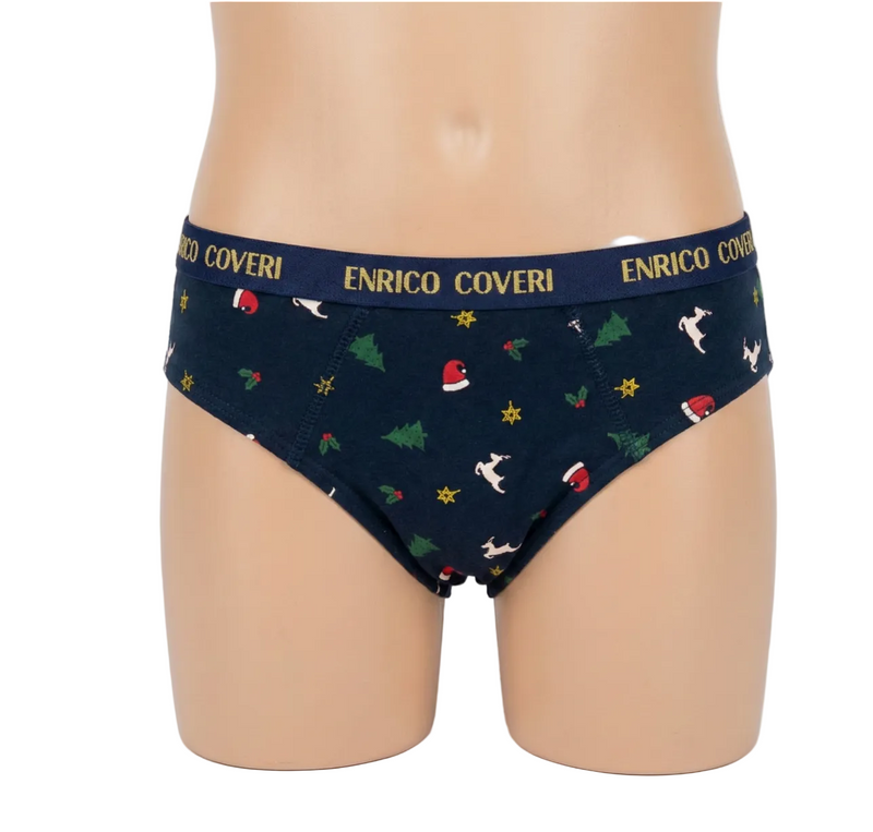 Slip Bambino Enrico Coveri 4150 in Cotone Elasticizzato Fantasia Natalizia