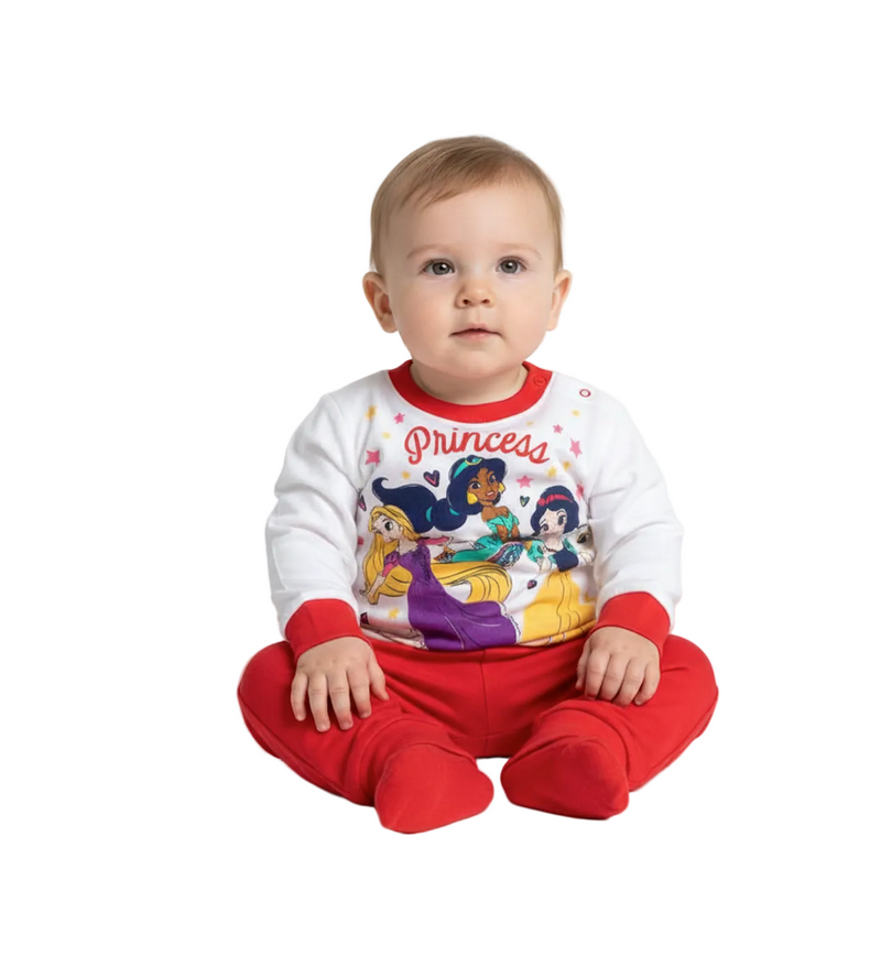 Pigiama Neonata Disney Principesse in Cotone Jersey Lungo