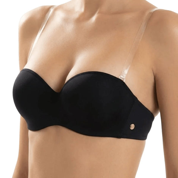 Sielei Reggiseno Nero Balconcino Fascia Push-up con Ferretto in Microfibra | 1580