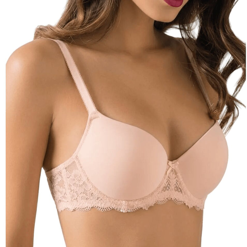 Sielei Reggiseno Nudo Imbottito con Ferretto in Microfibra e Pizzo Coppa C–D | 2452