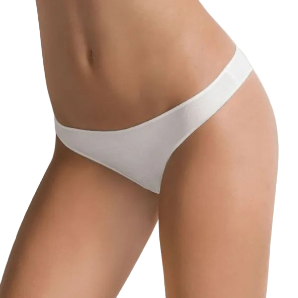 Slip Brasiliana Bianco Donna in Cotone Elasticizzato Cotonella 3490 