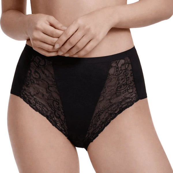 Slip Coulotte Nera Alta Jadea 64 in Cotone Elasticizzato e Pizzo