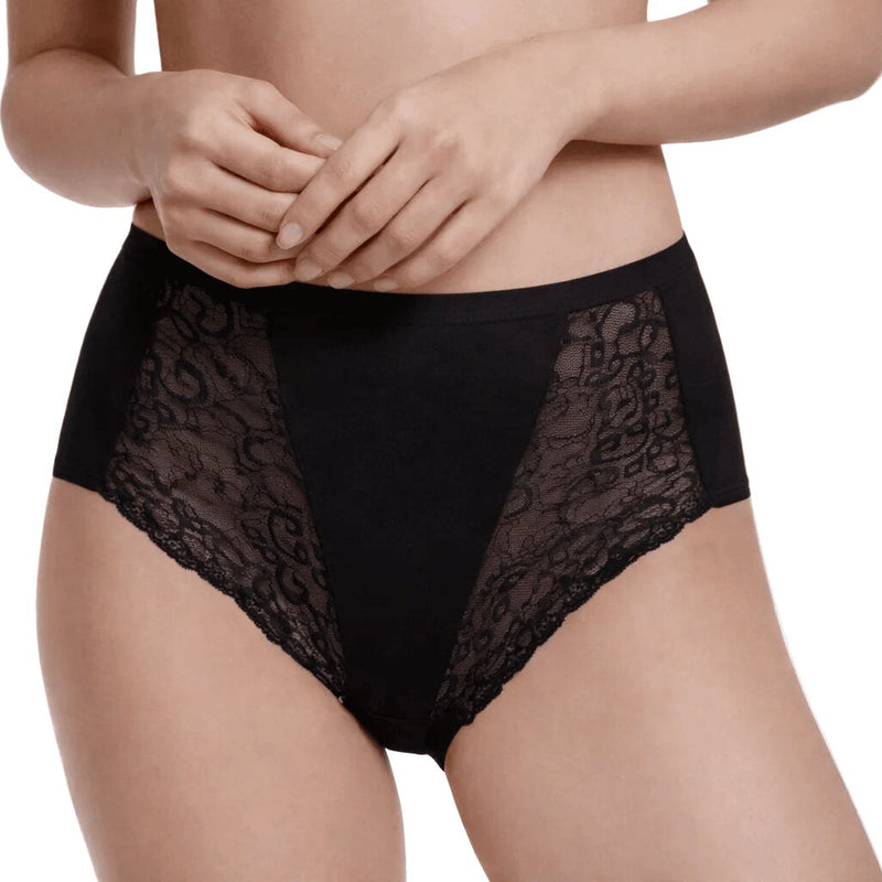 Slip Coulotte Nera Alta Jadea 64 in Cotone Elasticizzato e Pizzo