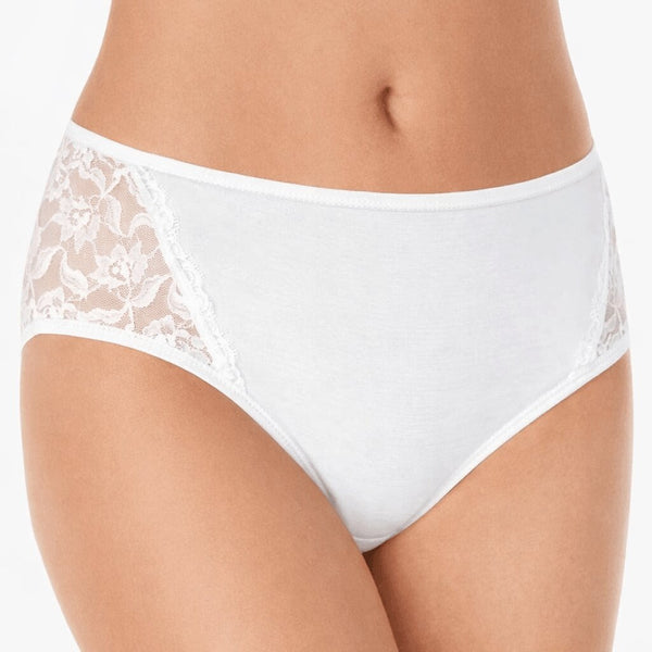 Slip Donna Bianco Midi in Cotone Modal e Pizzo Nottingham 6102