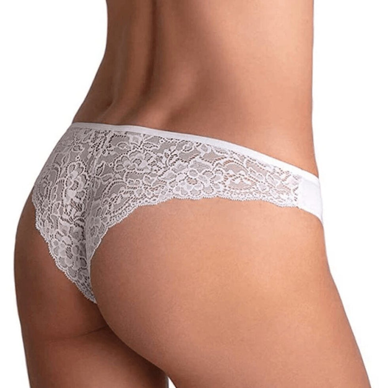Slip Donna Cotonella Brasiliana Cotone Elasticizzato e Pizzo CD284