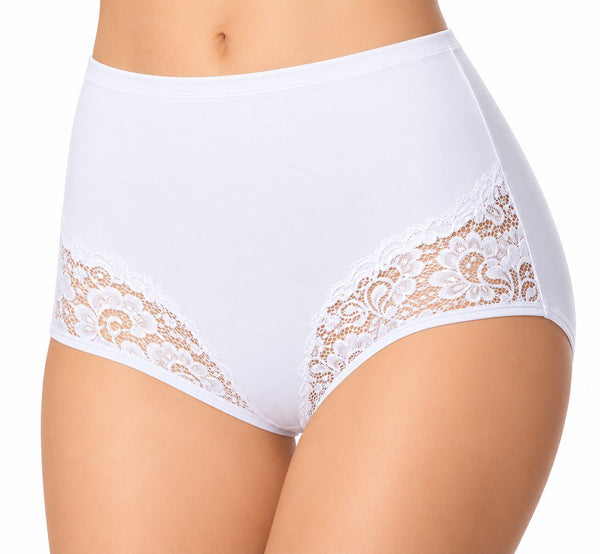 Slip Donna Culotte Alta Jadea 06 in cotone elasticizzato con pizzo