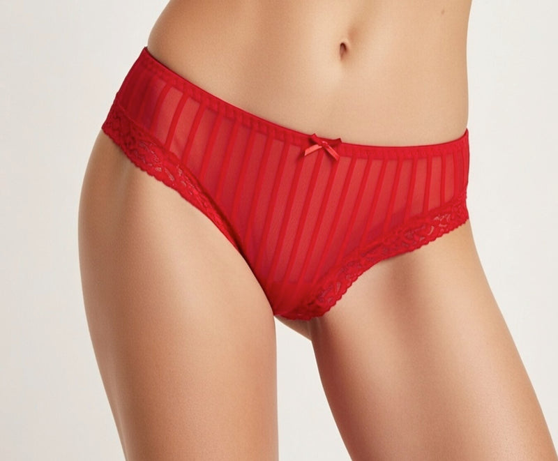 Slip Donna Jadea 6372 in Pizzo e Tulle Rosso con Fantasia a Righe