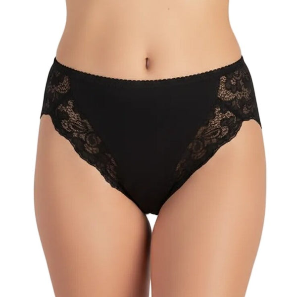 Slip Donna Jadea Nero Sgambato in Cotone Modal con Pizzo 530