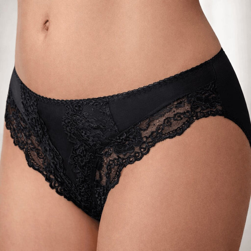 Slip Donna Nero Vita Alta in Cotone Modal e Pizzo Laura Biagiotti 92008