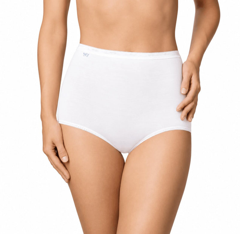 Slip Donna Sloggi Basic Bianco Maxi a Vita Alta in Cotone Elasticizzato