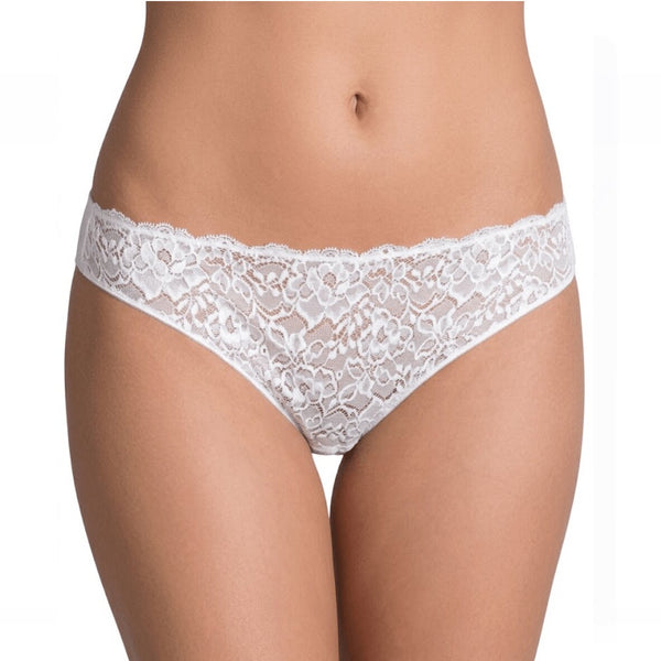 Slip Donna bianco Cotonella Brasiliana Cotone Elasticizzato Pizzo CD170