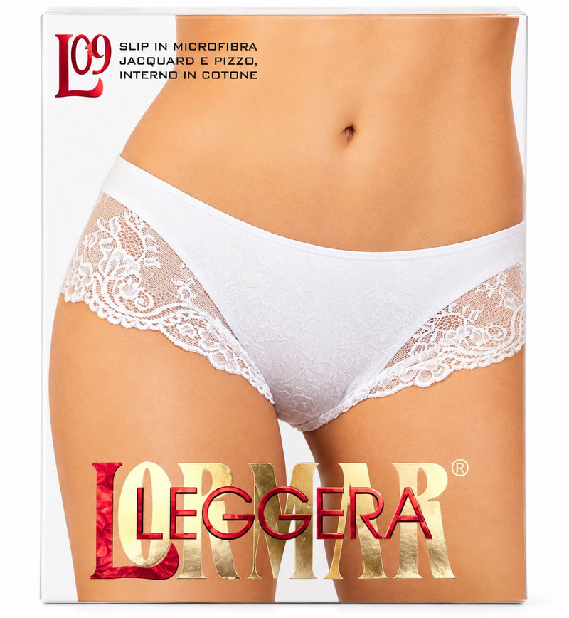 Slip Donna in Microfibra Jacquard e Pizzo Lormar L09 con interno in cotone