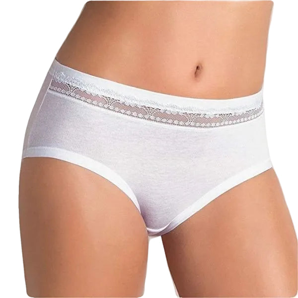 Slip Midi Donna in Cotone Elasticizzato e Pizzo Cotonella GD168