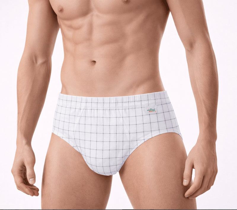 Slip Uomo Ciellegi 1501 Bianco a Quadretti in Cotone Makò
