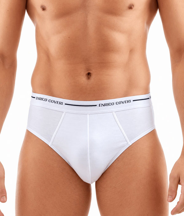 Slip Uomo Enrico Coveri Bianco 1000 a Fianco Alto in Cotone Elasticizzato