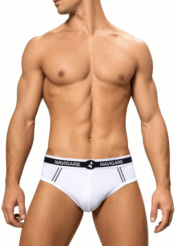 Slip Uomo Bianco Navigare 314 in Cotone Bielastico con Elastico Logato