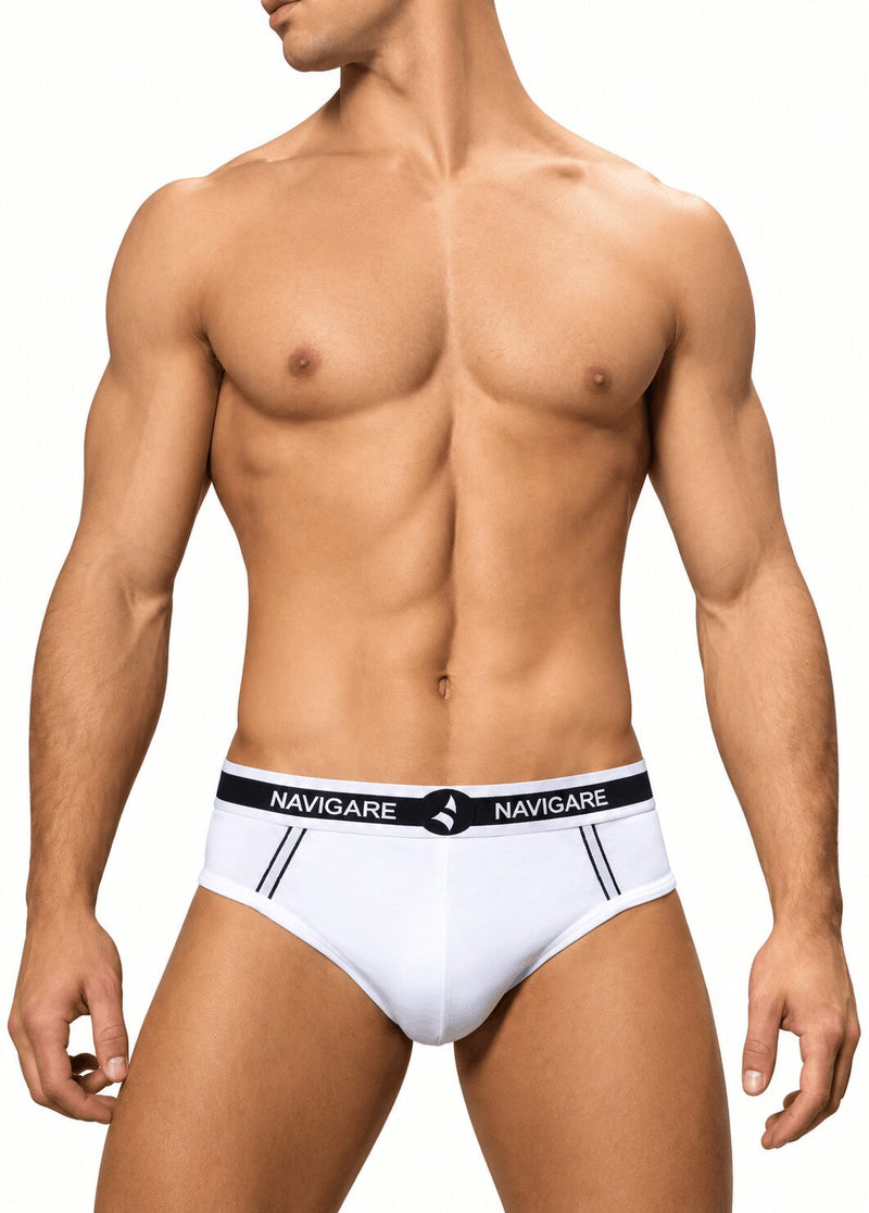Slip Uomo Bianco Navigare 314 in Cotone Bielastico con Elastico Logato