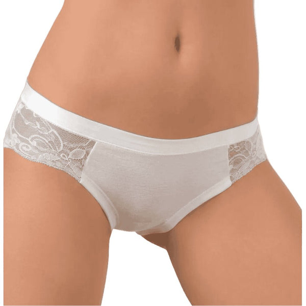Slip donna  Jadea 520 bianco in cotone modal elasticizzato con inserti in pizzo.