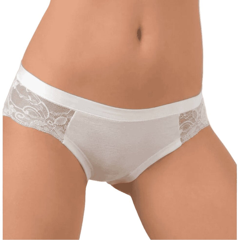 Slip donna  Jadea 520 bianco in cotone modal elasticizzato con inserti in pizzo.