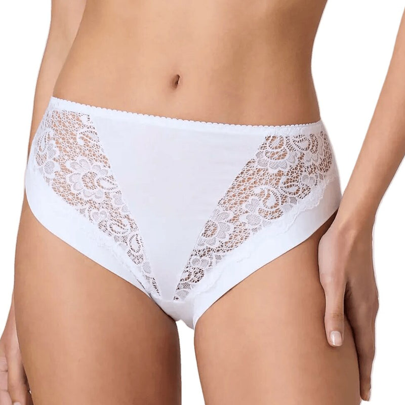 Slip donna Jadea 788 Bianco a vita alta in cotone modal elasticizzato con inserti in pizzo