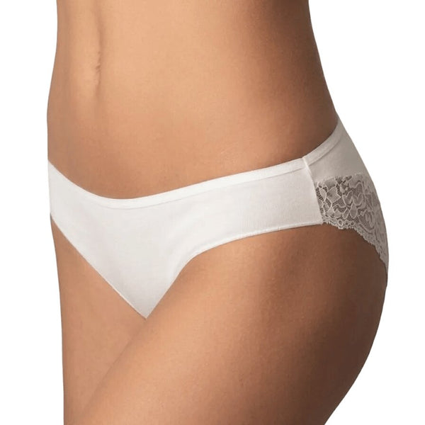 Slip donna bianco Cotonella mini cotone e pizzo elasticizzato CD287