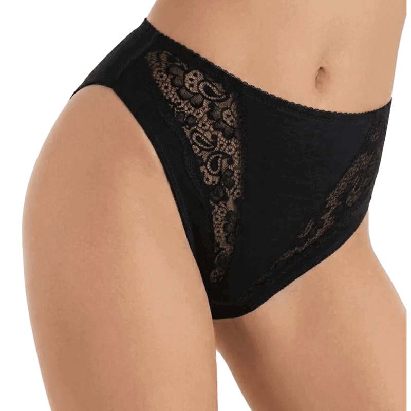 Slip donna nero vita alta in microfibra elasticizzata con inserti in pizzo Jadea Art. 1027