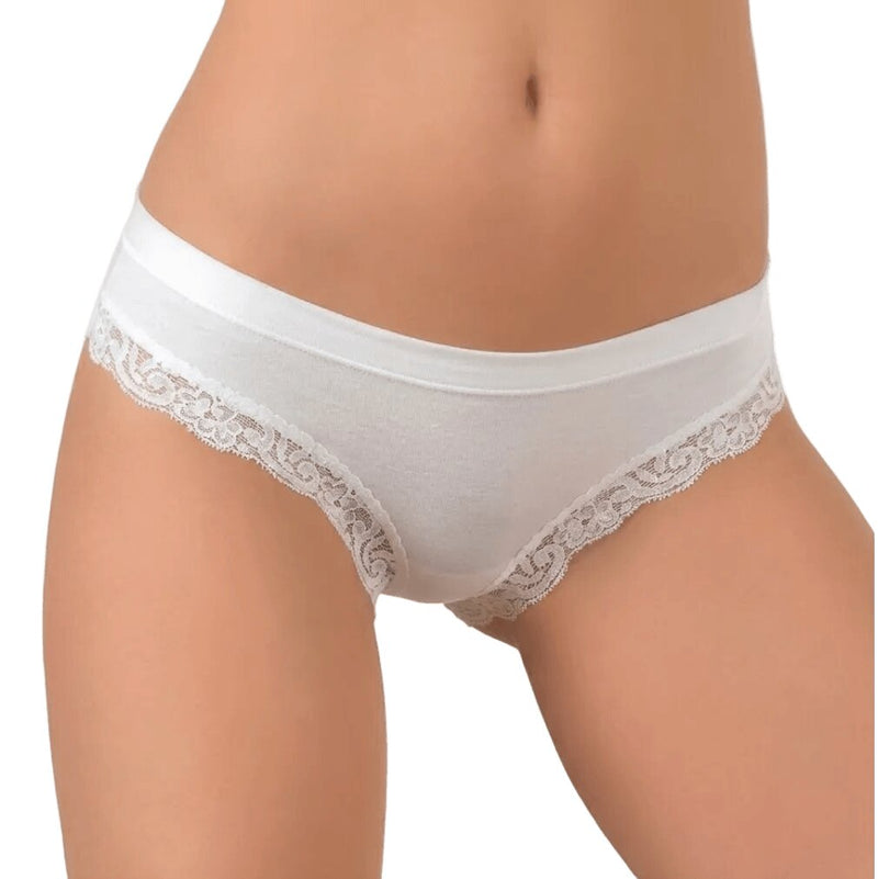 Slip intimo bianco donna cotone modal con pizzo Jadea 518