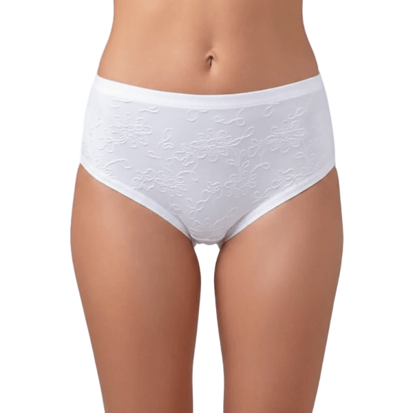Slip intimo donna bianco modello coulotte a vita alta in cotone modal elasticizzato
