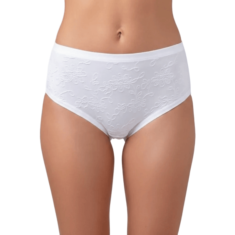 Slip intimo donna bianco modello coulotte a vita alta in cotone modal elasticizzato