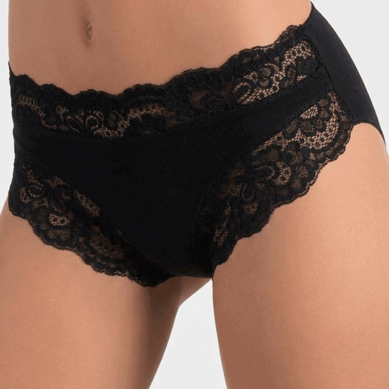 Slip intimo nero donna cotone modal con pizzo Jadea 742