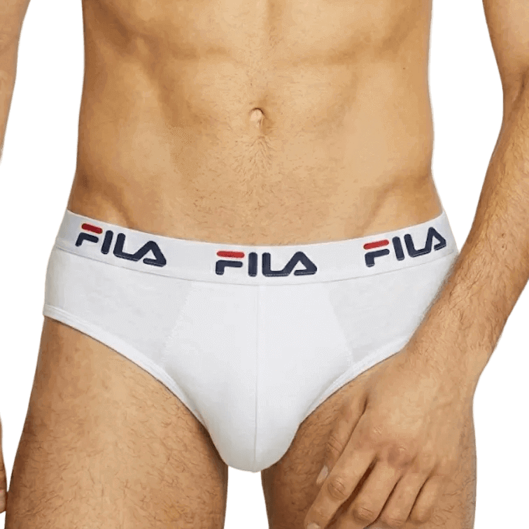 Slip uomo bianco in cotone elasticizzato con elastico logato Fila Art. 5015