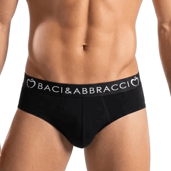 Slip uomo intimo nero cotone elasticizzato Baci & Abbracci 1103