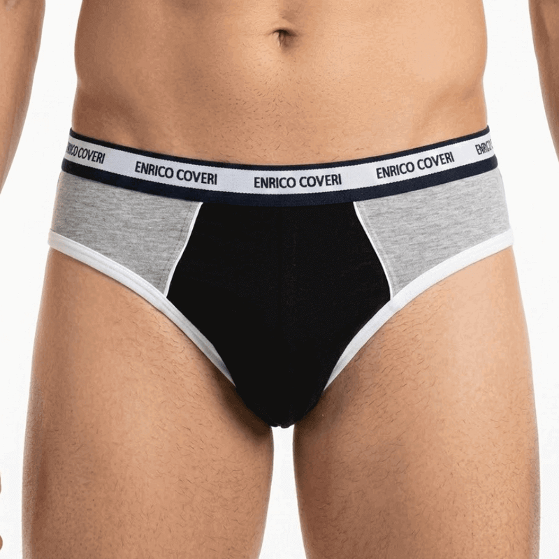 Slip uomo intimo nero cotone elasticizzato Enrico Coveri 1003