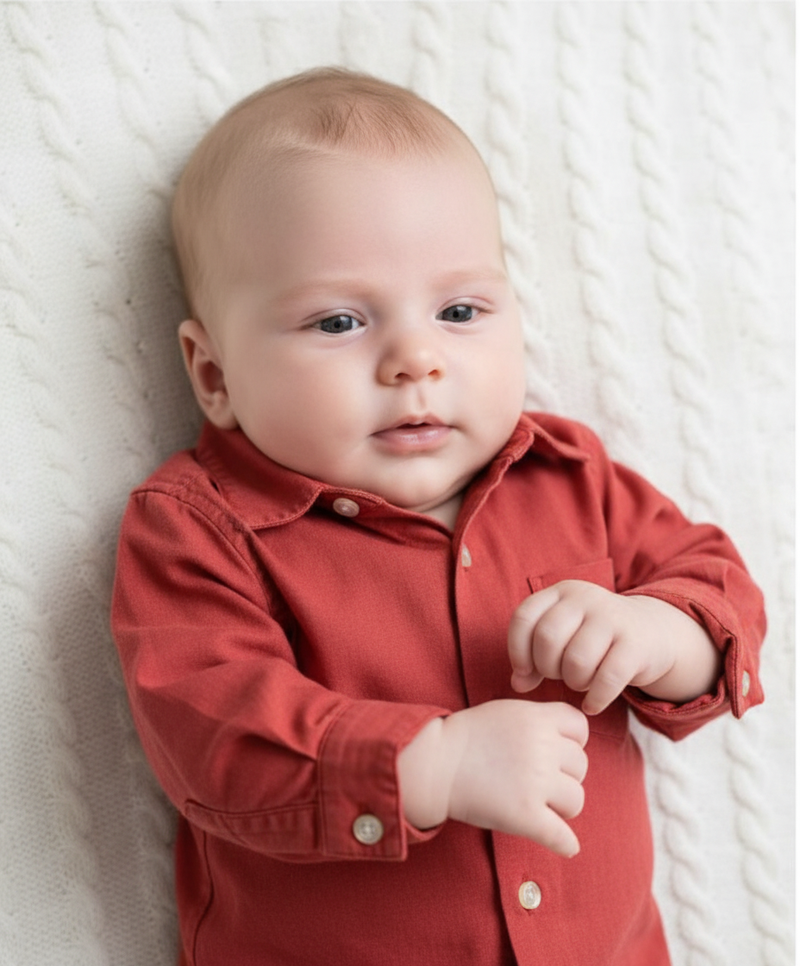Camicia Neonato Ellepi Rossa in Cotone Popeline 3583