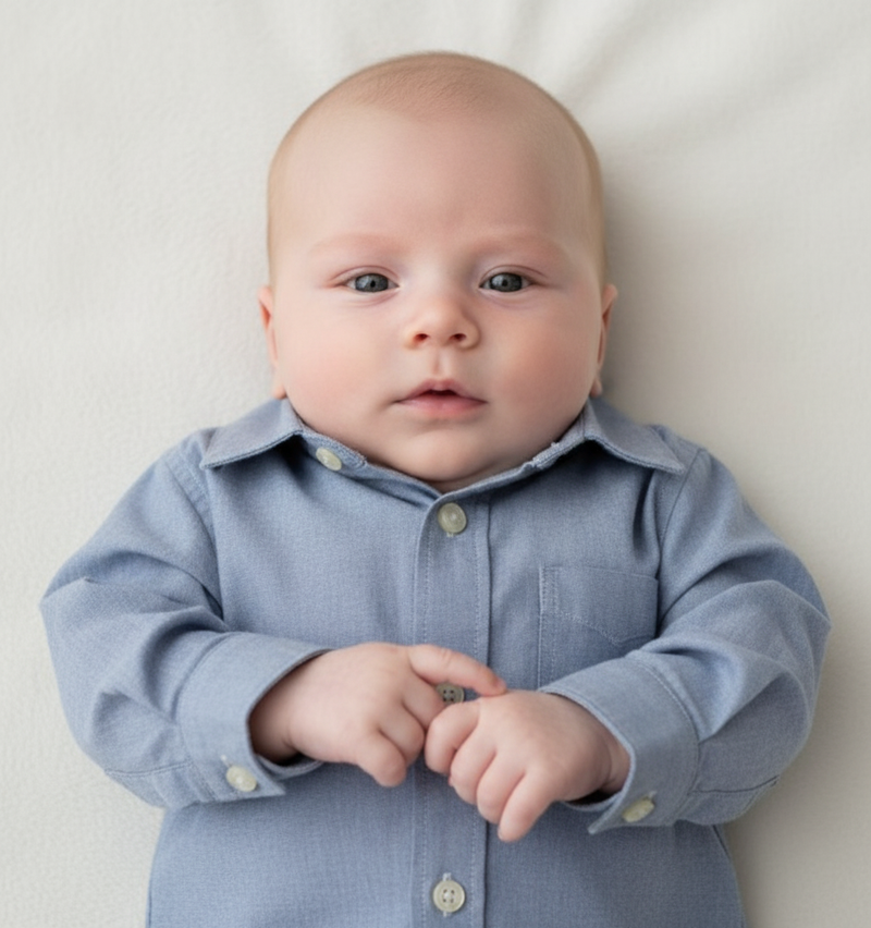 Camicia Neonato Jeans Ellepi in Denim Leggero con Taschino 3580