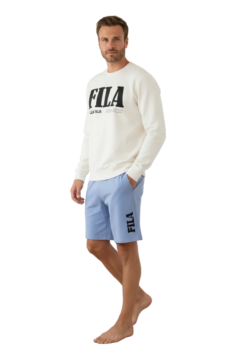Tuta Uomo Estiva Fila 1175 in 100% Cotone con Felpa Leggera e Bermuda