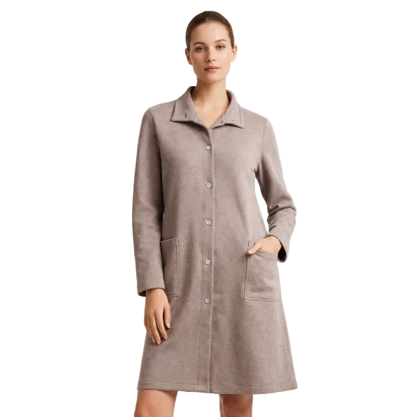 Vestaglia Donna Grigia in Cotone Felpato Punto Milano Coccolami – Outlet