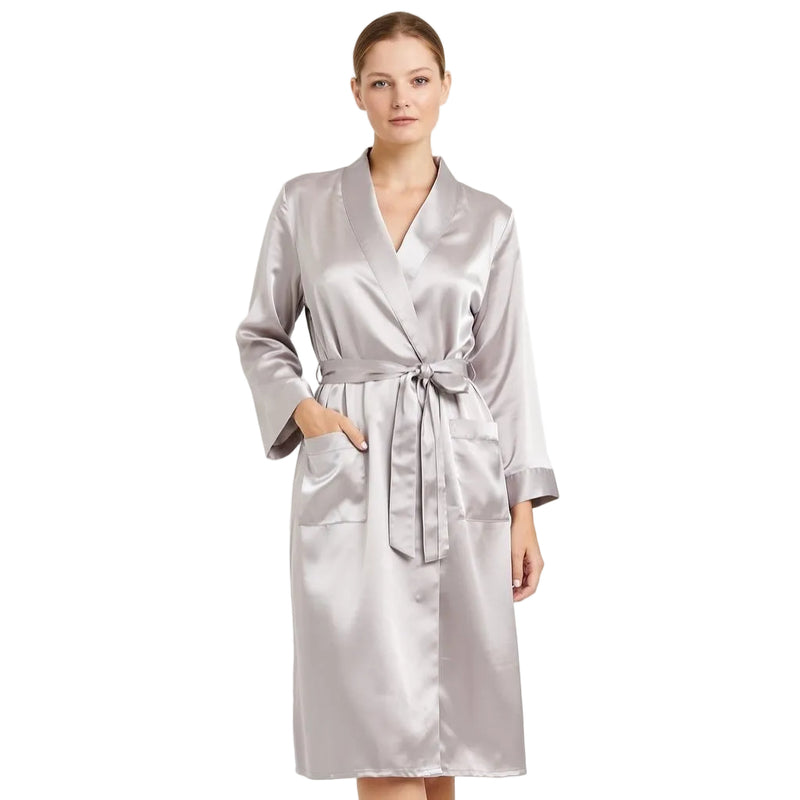 Vestaglia Donna Grigio Perla in Raso Boselli