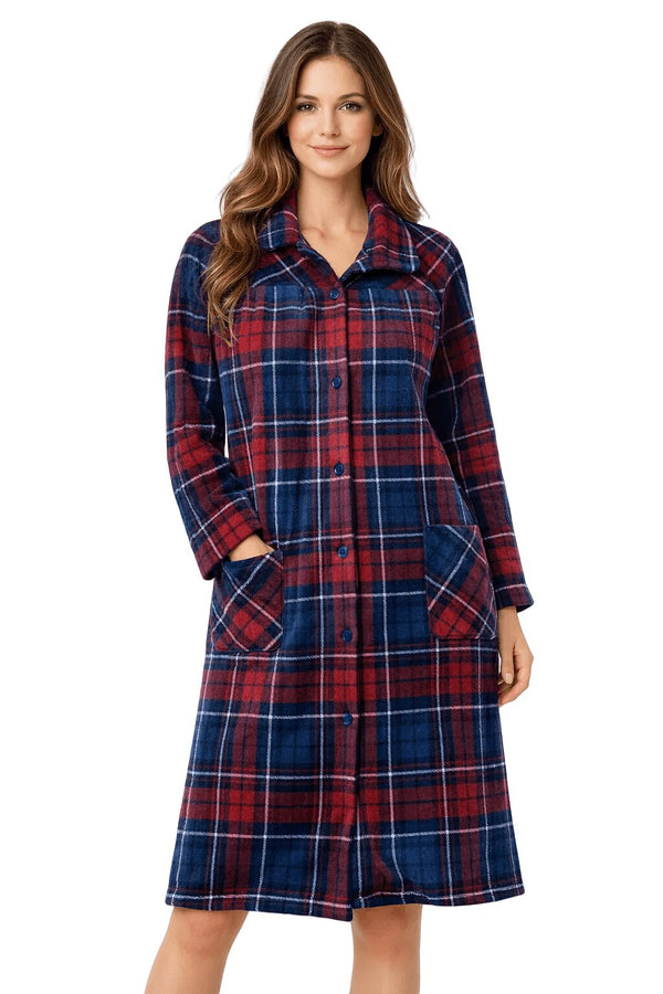 Vestaglia Donna Rossa e blu in Pile Scozzese