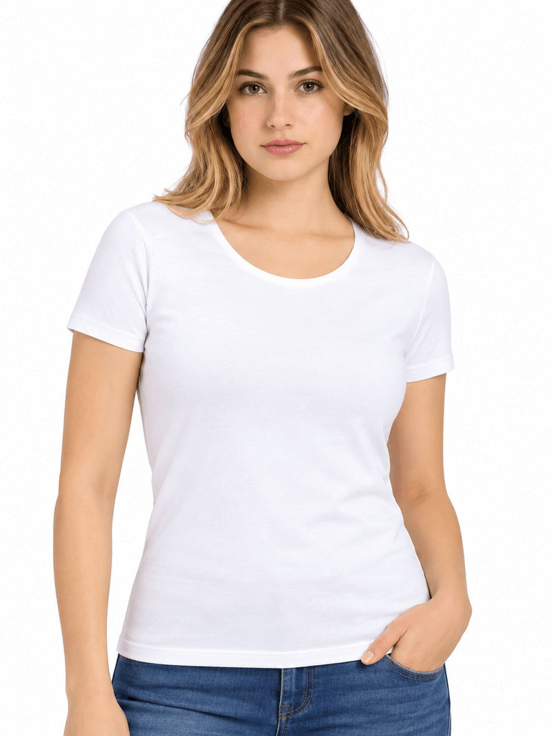 Maglia Donna Bianca Kappa 2501 Mezza Manica Girocollo in Cotone Bielastico