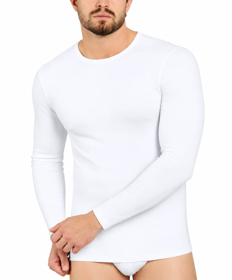 Maglia Uomo Bianca Kappa 1356 Manica Lunga Girocollo in Cotone Caldo